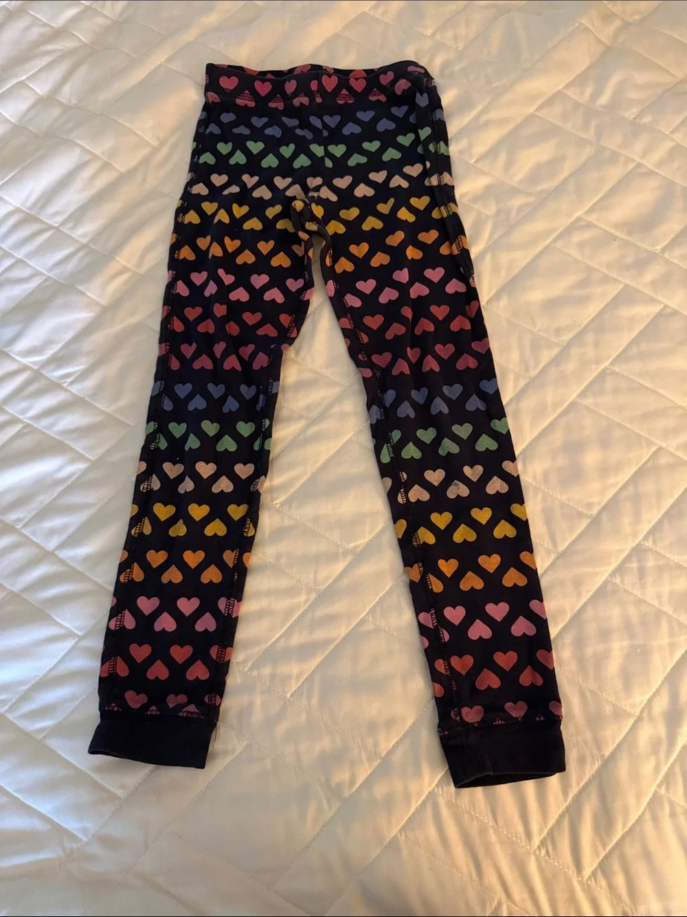 Girls and Women’s Long Sleeve Rainbow Heart Pajamas - Navy
